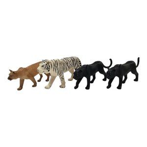 Mojo Mountain Lion Siberian Tiger Black Panther Figures Hand Painted Toys